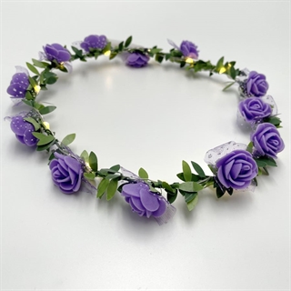 LED blomsterkrans hårbånd med lilla blomster